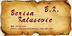 Beriša Kalušević vizit kartica